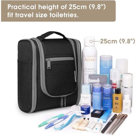 Hanging Travel Toiletry Bag Cosmetic Make up Organizer for Women and Men Black - Picture 2 of 6